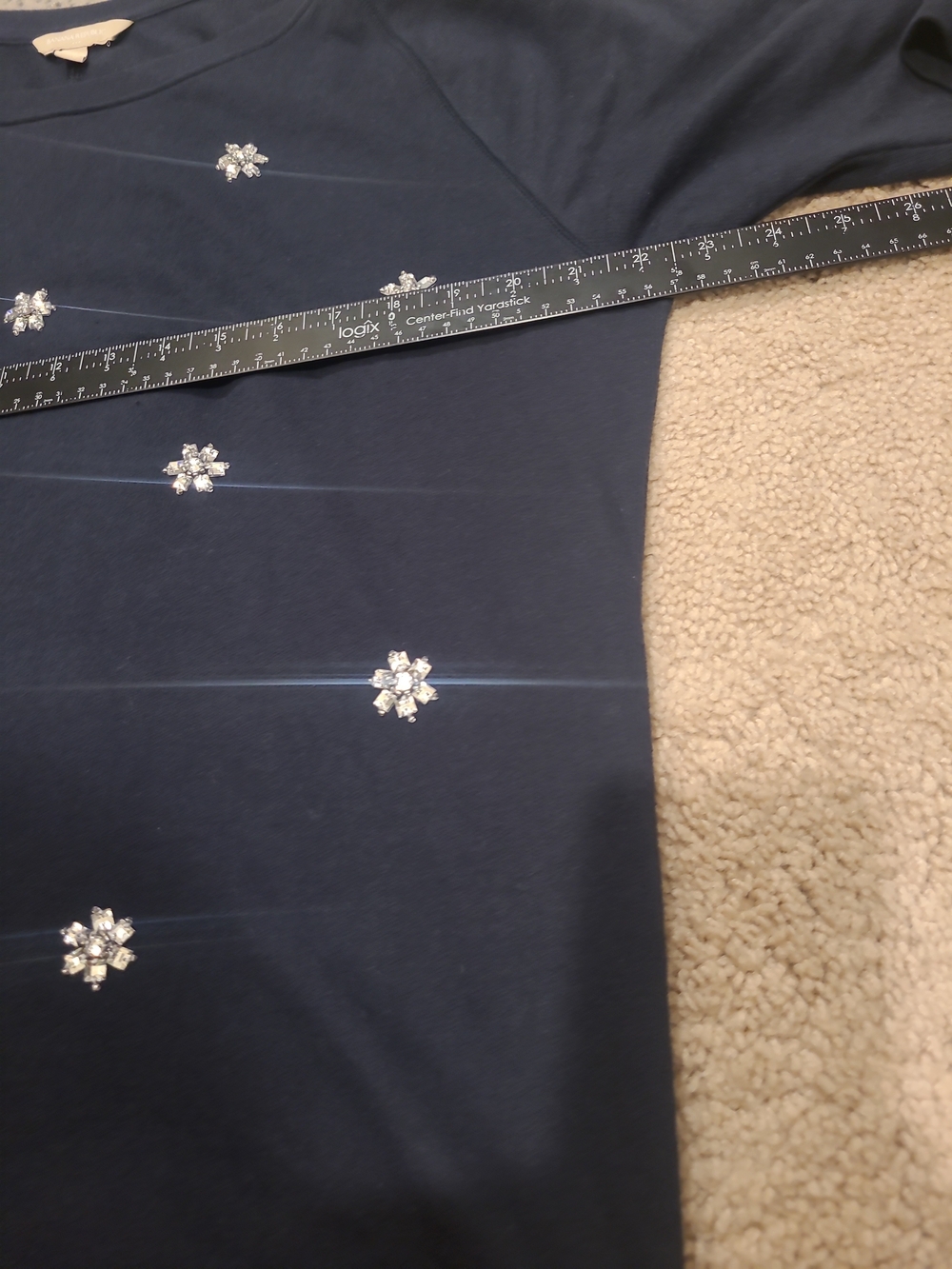 Banana Republic Navy Blue rhinestone Embellished 3/4 Sleeve Sweater Sz XL - Picture 10 of 12
